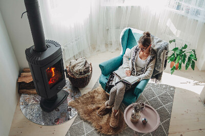 Plaque de sol ronde en verre cheminée Motifs de mosaïque en carreaux