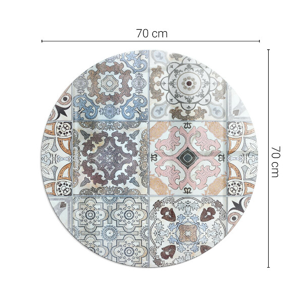 Plaque de sol ronde en verre cheminée Motifs de mosaïque en carreaux