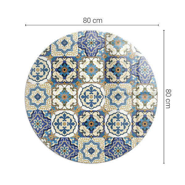Plaque ronde en verre pour poêle Motif mosaïque avec accents floraux