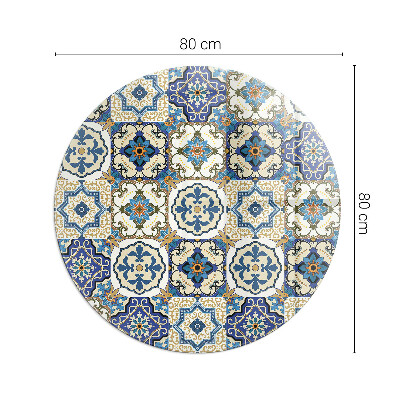 Plaque ronde en verre pour poêle Motif mosaïque avec accents floraux