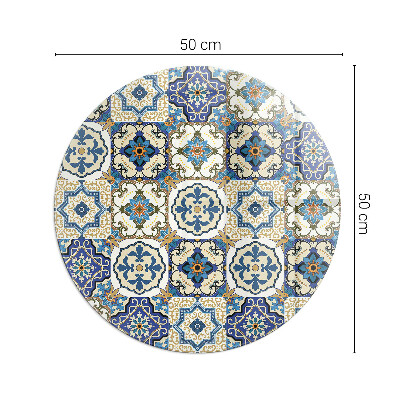 Plaque ronde en verre pour poêle Motif mosaïque avec accents floraux
