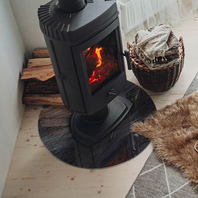 Plaque verre ronde sous poêle Modèle de structure rocheuse