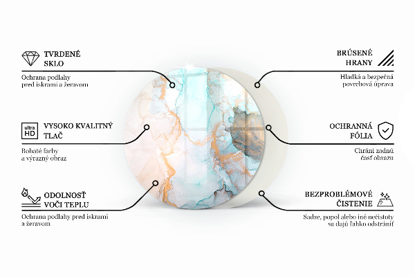 Plaque verre ronde sous poêle Modèle de structure rocheuse