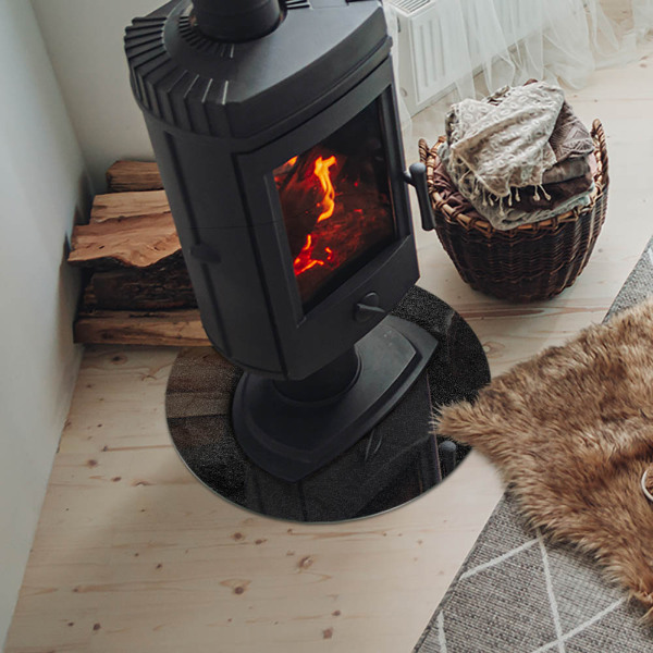 Plaque de sol ronde en verre cheminée Modèle de structure de pierre