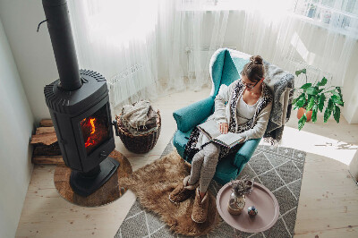 Plaque verre ronde sous poêle Motif rouillé en arrière-plan