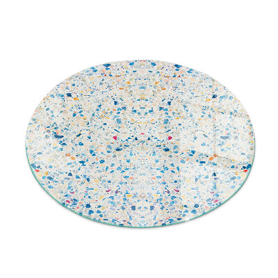 Plaque de sol ronde en verre cheminée motif de texture abstrait