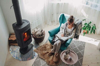 Plaque de sol ronde en verre cheminée motif de texture abstrait