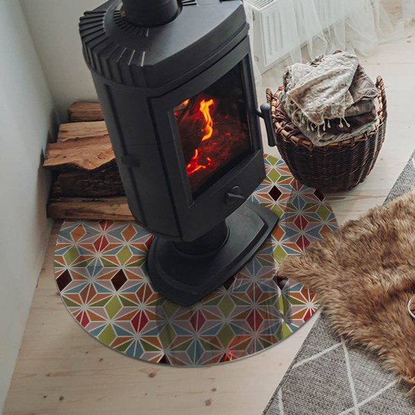 Plaque ronde en verre pour poêle Motifs polygonaux sur le web