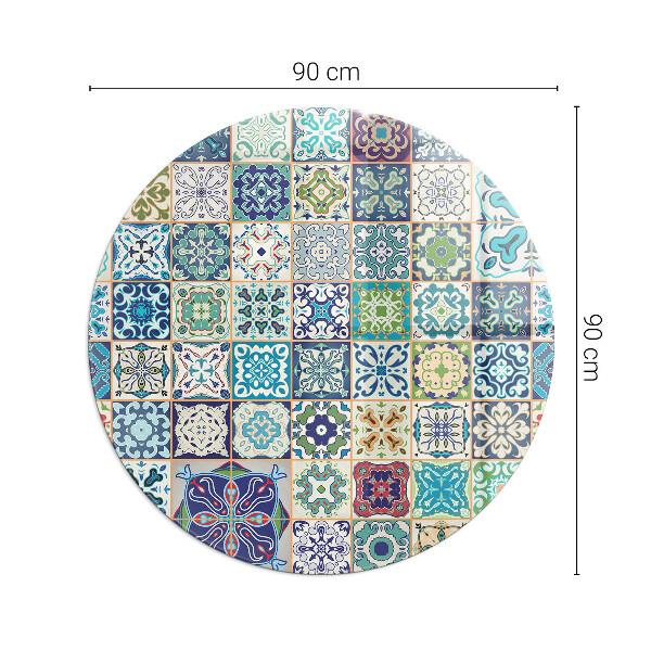Plaque verre ronde sous poêle Motifs décoratifs en mosaïque