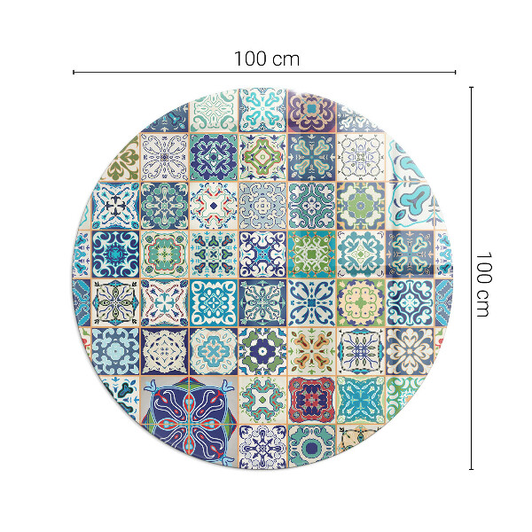 Plaque verre ronde sous poêle Motifs décoratifs en mosaïque