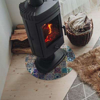 Plaque verre ronde sous poêle Motifs décoratifs en mosaïque