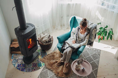 Plaque verre ronde sous poêle Motifs décoratifs en mosaïque