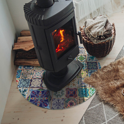 Plaque verre ronde sous poêle Motifs décoratifs en mosaïque