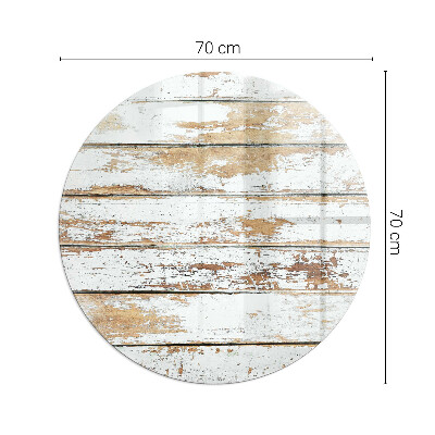 Plaque verre ronde sous poêle planche en bois rouillée