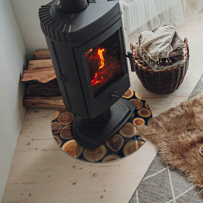 Plaque de sol ronde en verre cheminée Boîte à cadre en bois