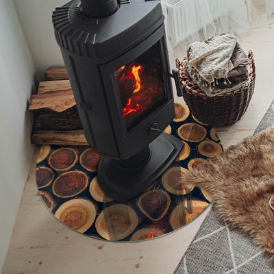 Plaque de sol ronde en verre cheminée Boîte à cadre en bois