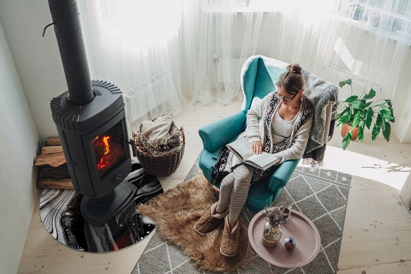 Plaque verre ronde sous poêle Motifs abstraits ondulés et linéaires