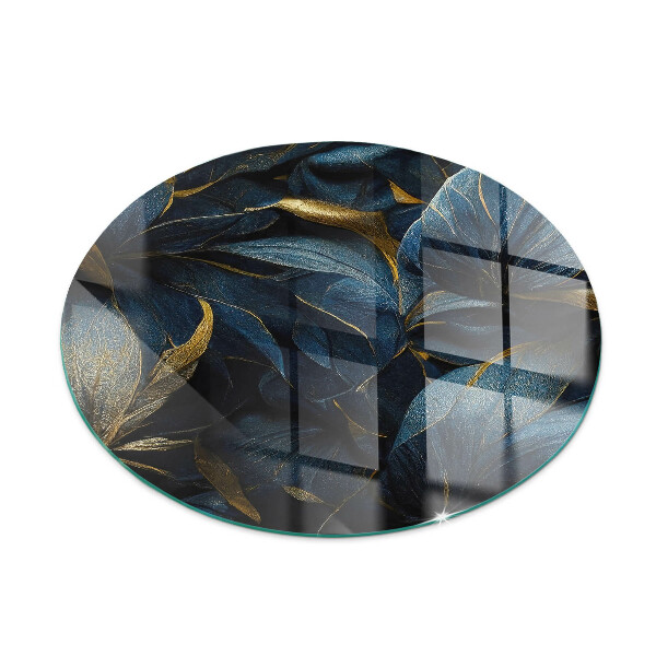 Plaque ronde en verre pour poêle Feuilles élégantes dans la structure