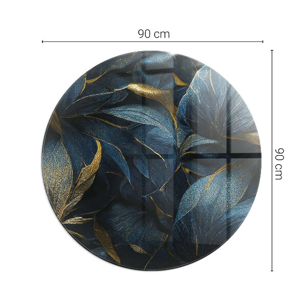 Plaque ronde en verre pour poêle Feuilles élégantes dans la structure