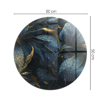 Plaque ronde en verre pour poêle Feuilles élégantes dans la structure