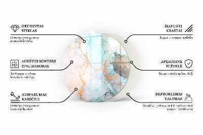 Plaque verre ronde sous poêle motif abstrait fluide