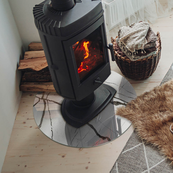 Plaque de sol ronde en verre cheminée Les veines du marbre dans un style élégant