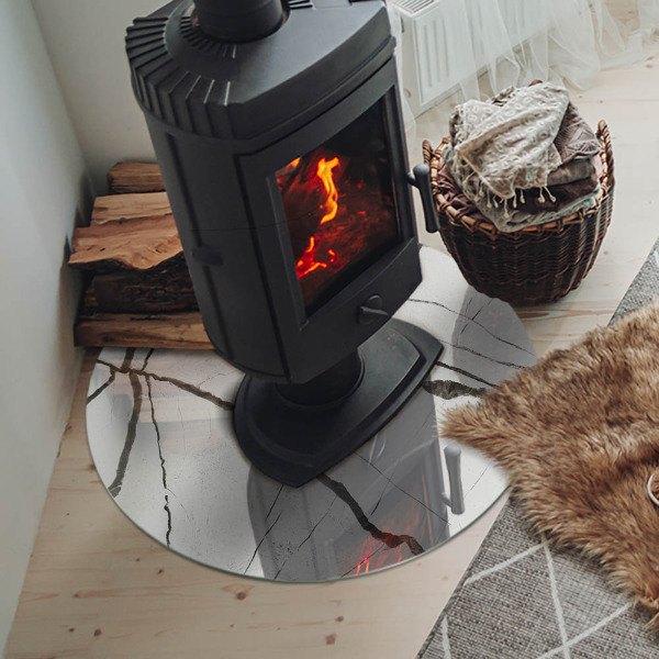 Plaque de sol ronde en verre cheminée Les veines du marbre dans un style élégant