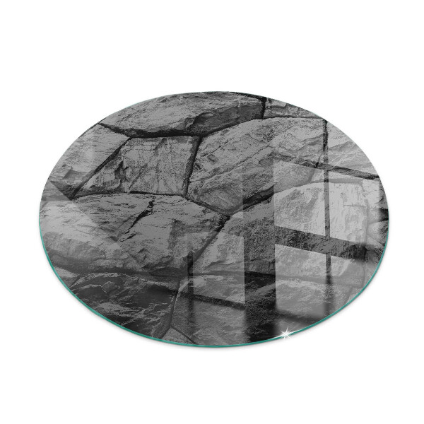 Plaque ronde en verre pour poêle Style pierre en version naturelle