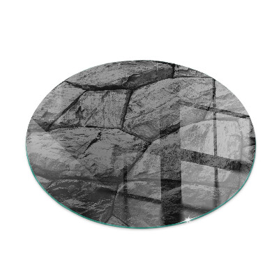 Plaque ronde en verre pour poêle Style pierre en version naturelle