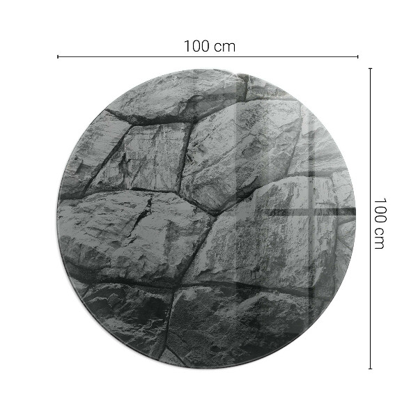 Plaque ronde en verre pour poêle Style pierre en version naturelle