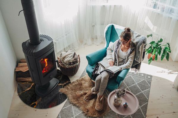 Plaque verre ronde sous poêle Style marbre avec veinage délicat