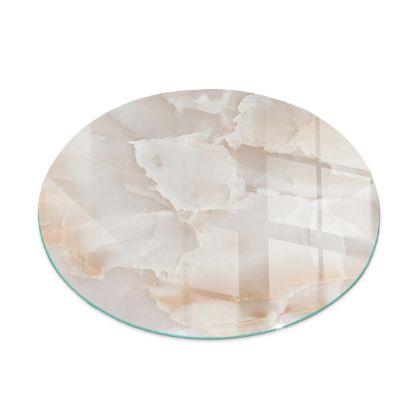 Plaque de sol ronde en verre cheminée motif organique en pierre