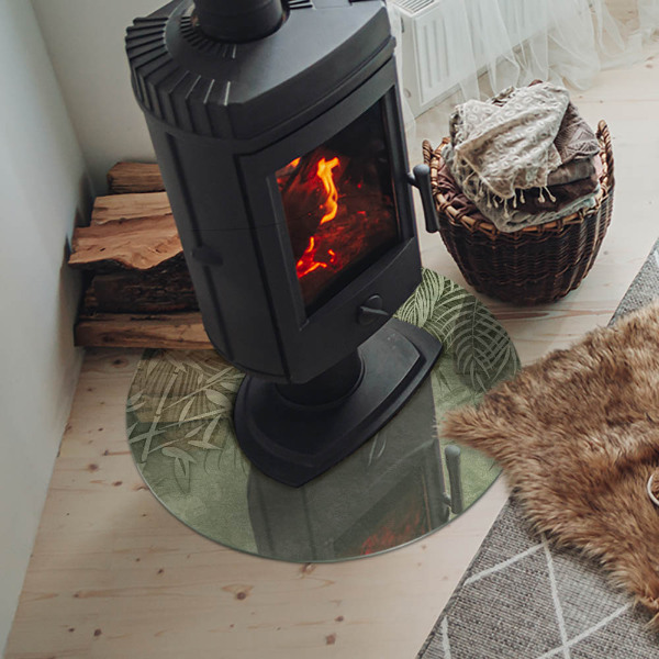 Plaque ronde en verre pour poêle Feuilles tropicales en arrière-plan