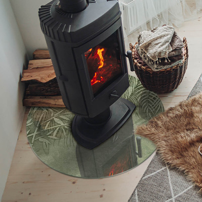 Plaque ronde en verre pour poêle Feuilles tropicales en arrière-plan