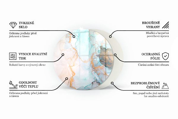 Plaque verre ronde sous poêle Motif marbré aux tons subtils