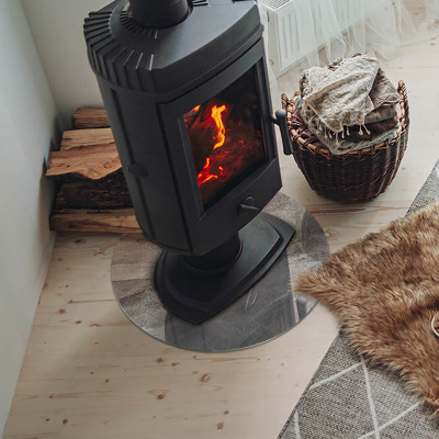 Plaque verre ronde sous poêle Motif inspiré de la pierre