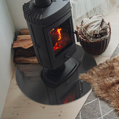 Plaque ronde en verre pour poêle Couleur : Gris-brun