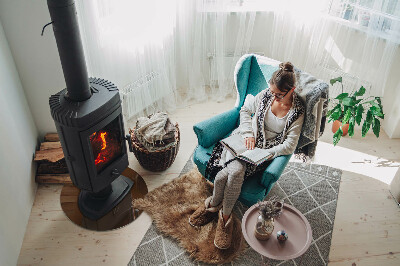 Plaque verre ronde sous poêle Couleur marron