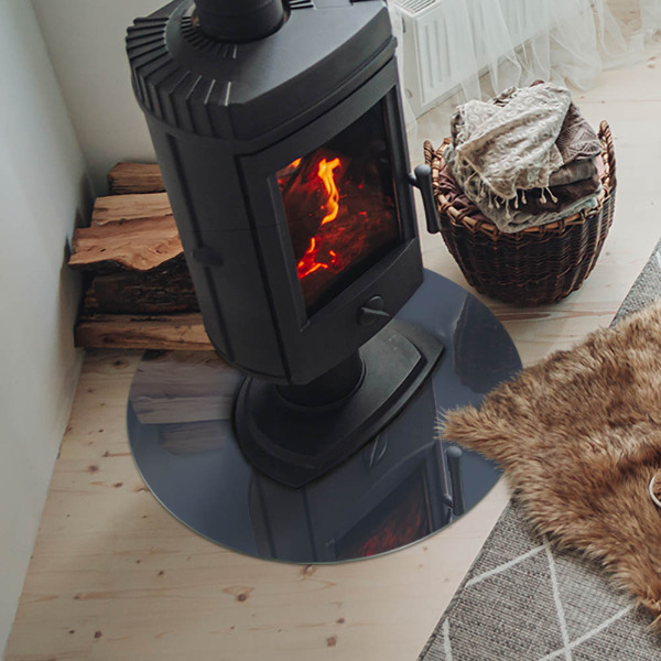 Plaque de sol ronde en verre cheminée Couleur : Bleu foncé