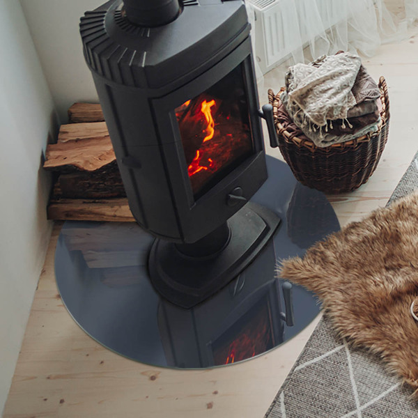 Plaque de sol ronde en verre cheminée Couleur : Bleu foncé