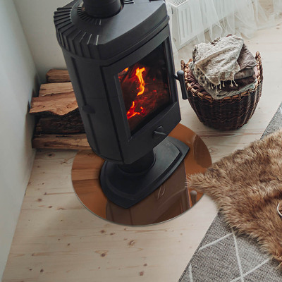 Plaque verre ronde sous poêle Couleur marron