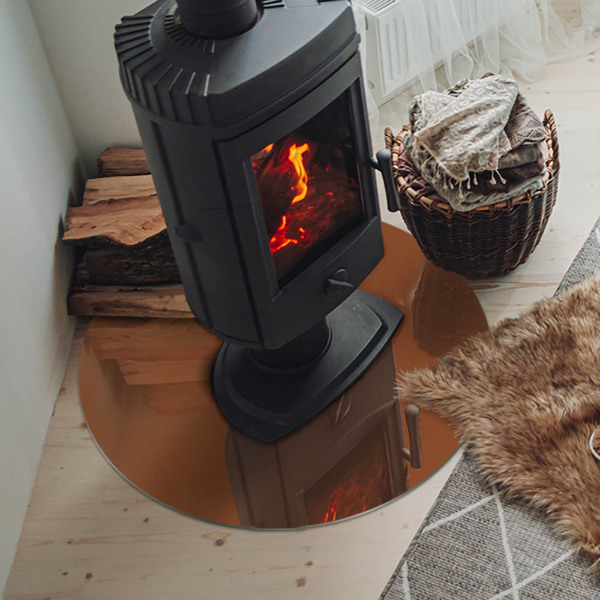 Plaque verre ronde sous poêle Couleur marron