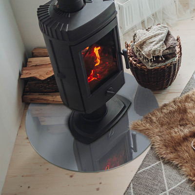 Plaque de sol ronde en verre cheminée Couleur grise