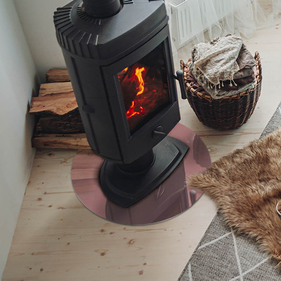 Plaque verre ronde sous poêle Couleur rose