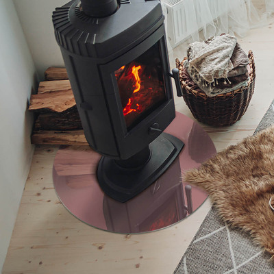 Plaque verre ronde sous poêle Couleur rose