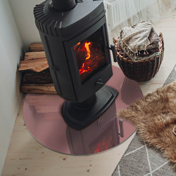 Plaque verre ronde sous poêle Couleur rose