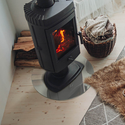 Plaque de sol ronde en verre cheminée Couleur gris-vert