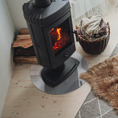 Plaque verre ronde sous poêle Couleur grise