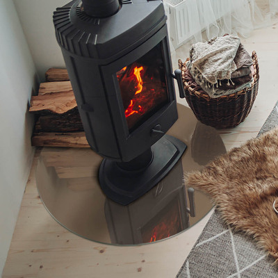 Plaque de sol ronde en verre cheminée Couleur marron