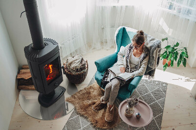 Plaque verre ronde sous poêle Couleur crème claire